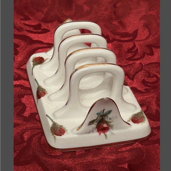 Vintage Toast Rack Creamer and Sugar Roses England - Picture 4 of 9